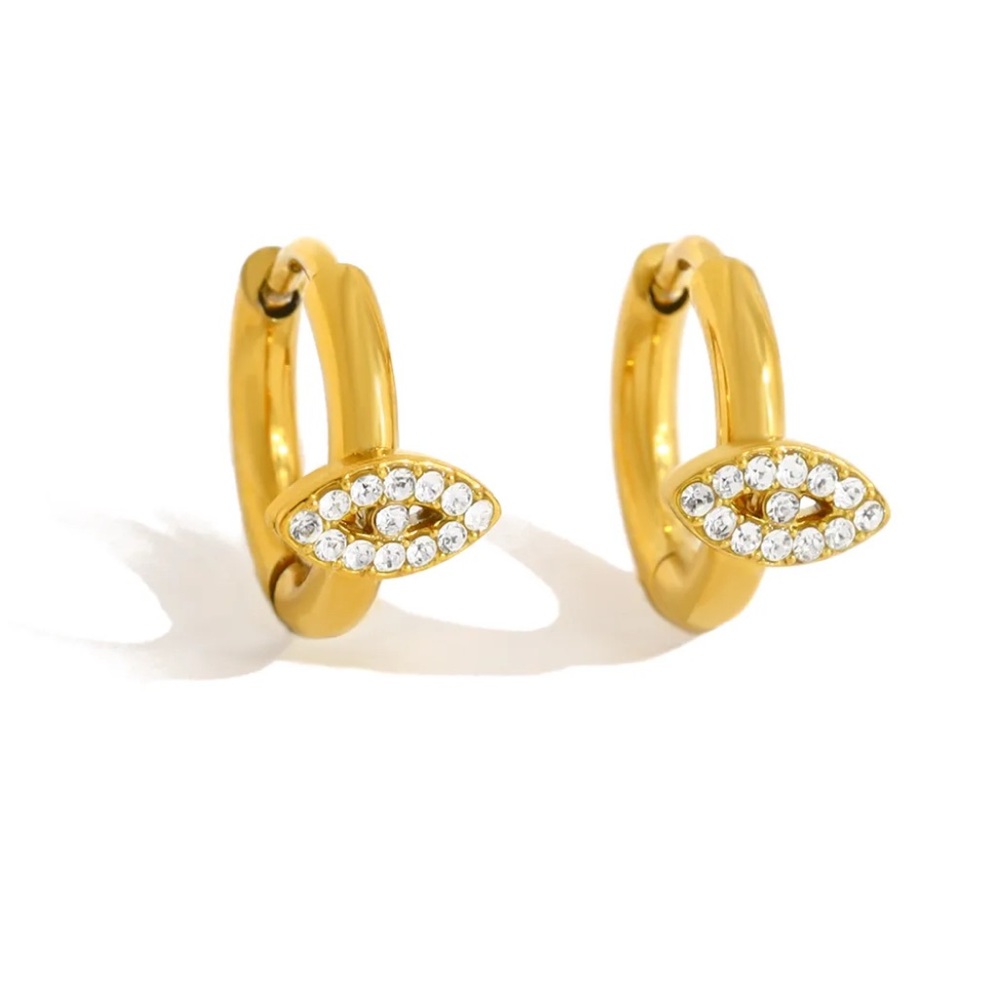 Gold Hoop Earrings with Crystal Accents